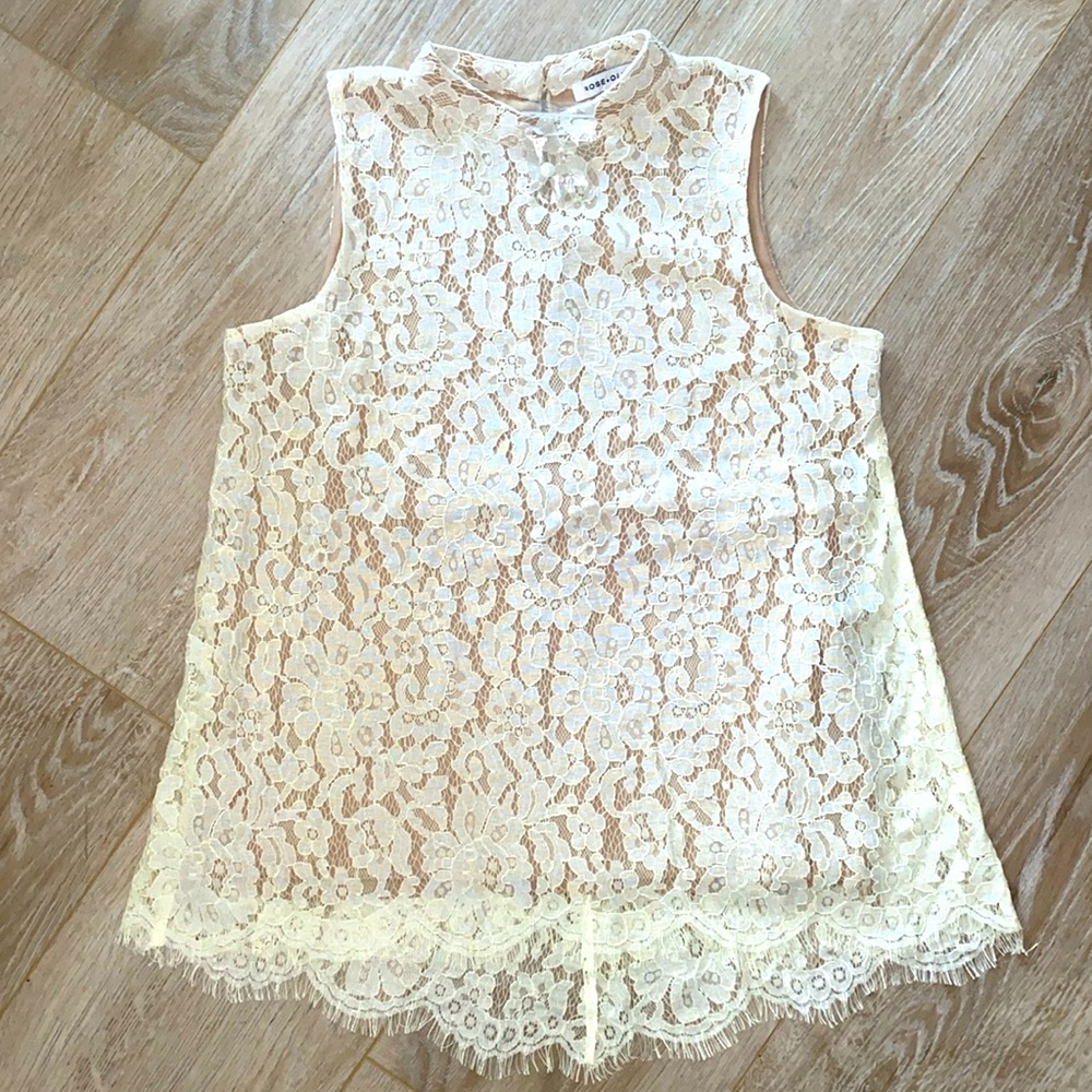 NEW Rose + Olive Lace Top Small